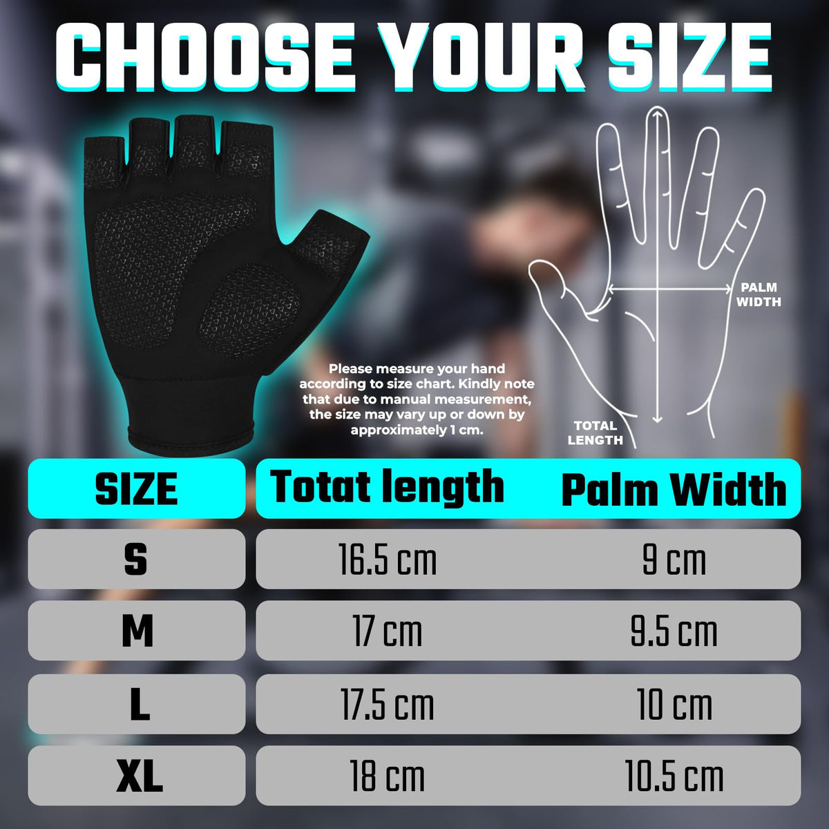 SAWANS Weight Lifting Workout Gloves Lightweight Breathable Padded Palm Protection Gym Gloves Non-Slip Silicone Grip for Men and Women Exercise Fitness Training Pull-ups Deadlifting (Black, L)