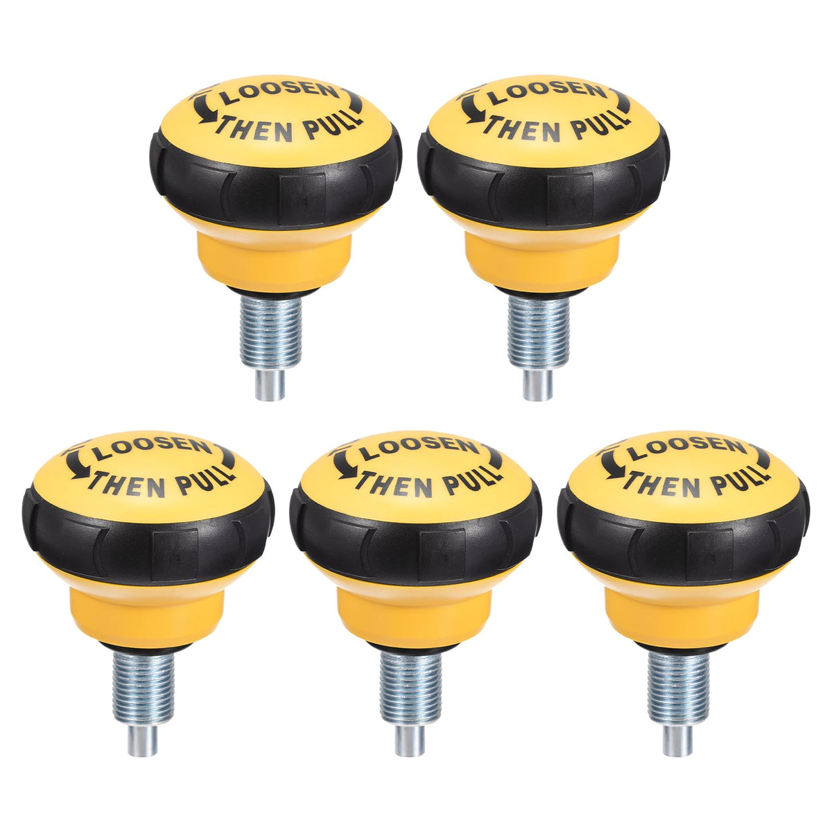 uxcell Pull Pin Spring Knobs Replacement Parts, M16 Exercise Bike Adjustment Pull Pin Knob for Home Fitness Height Adjustment, Black Yellow 5Pcs