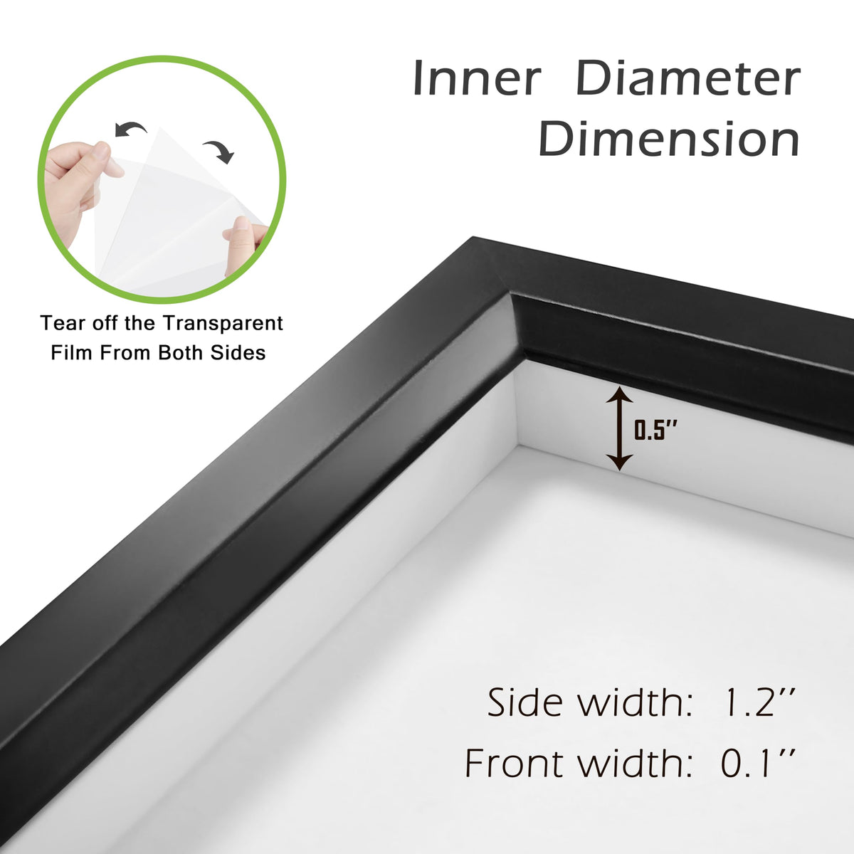 FrameWorks 2-Pack 1 3/8" Thick Black Wooden Shadow Box Picture Frames 5” x 7” with Removable White Mat to 4" x 6" Photo