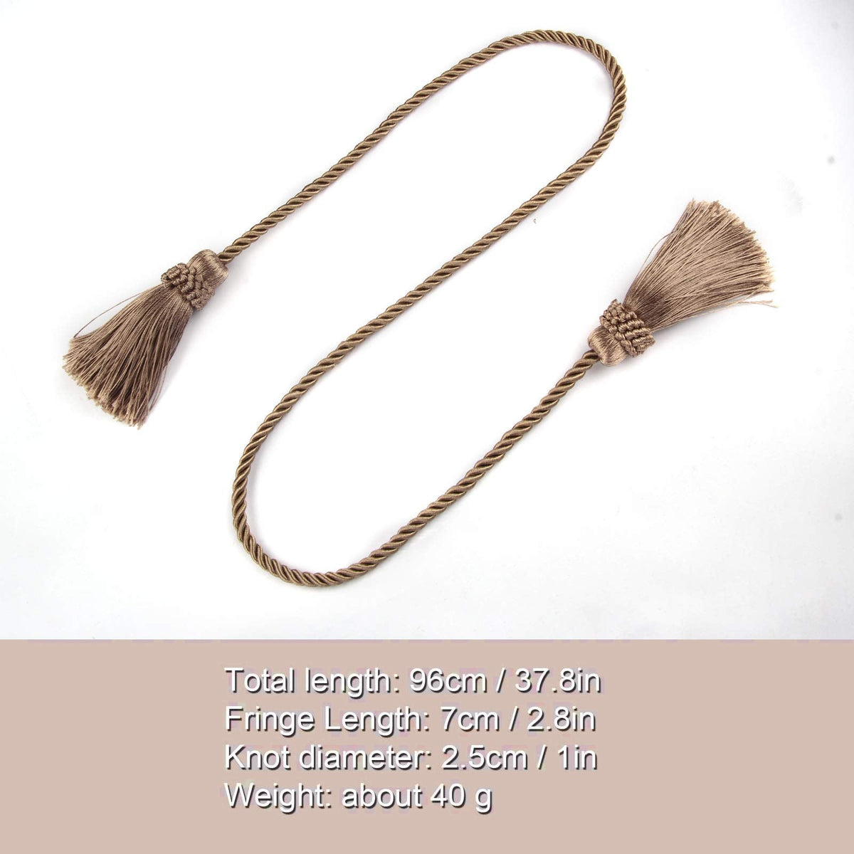 Fenghuangwu Curtain Tiebacks Handmade Decorative Curtain Holdbacks Rope with Tassel (flaxen, 4P)