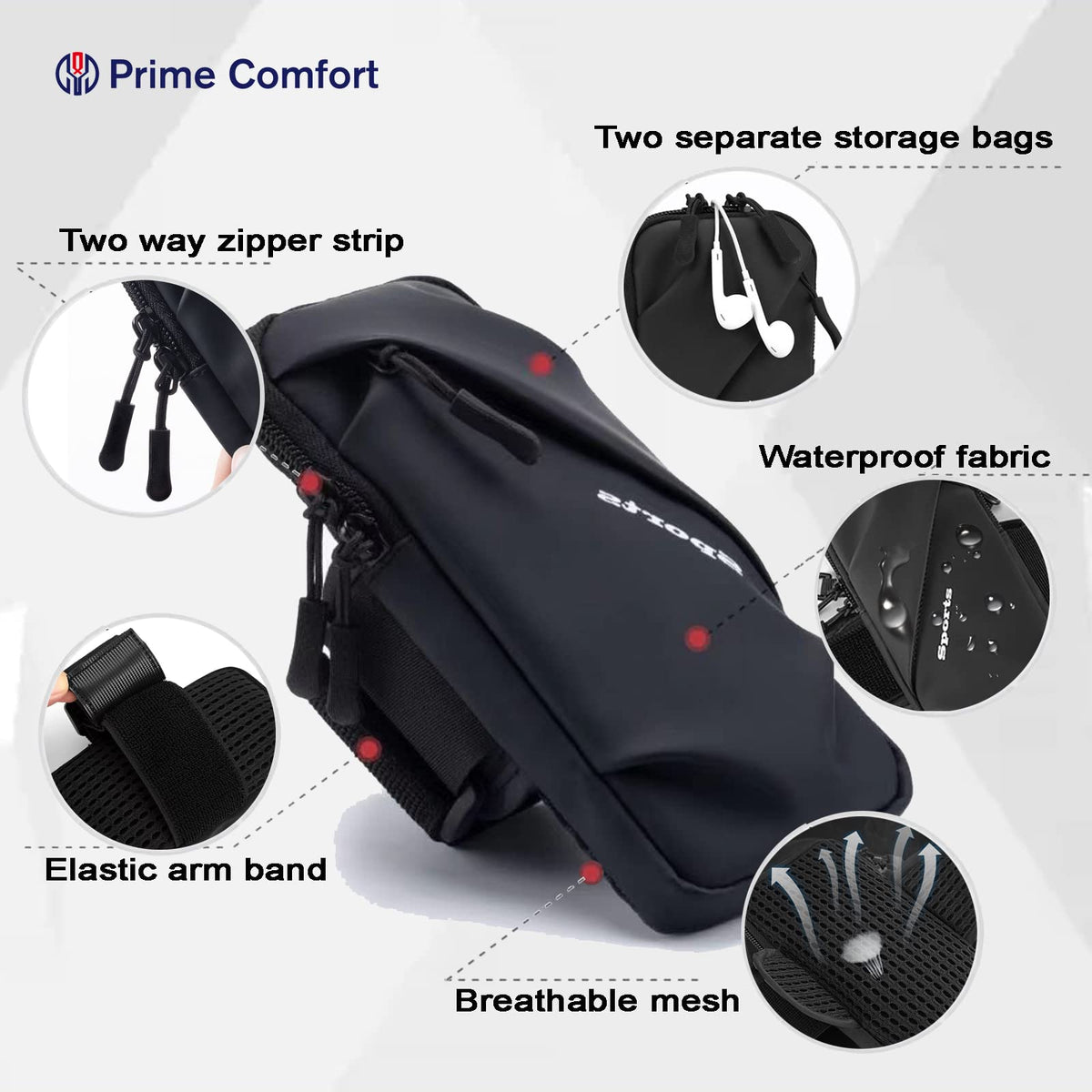Prime Comfort Cell Phone Holder, Small Crossbody Shoulder Holsters Bag with Arm Band, Fits iPhone and Android, Use for Running, Walking, Hiking & Biking (6.7 Inches, Red)