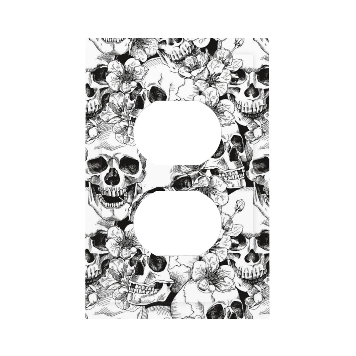 Gothic Skull Floral Skeleton Decorative 1 Gang Receptacle Outlet Cover Electrical Duplex Wall Plate Single Duplex Wall Plate Light Switch Cover