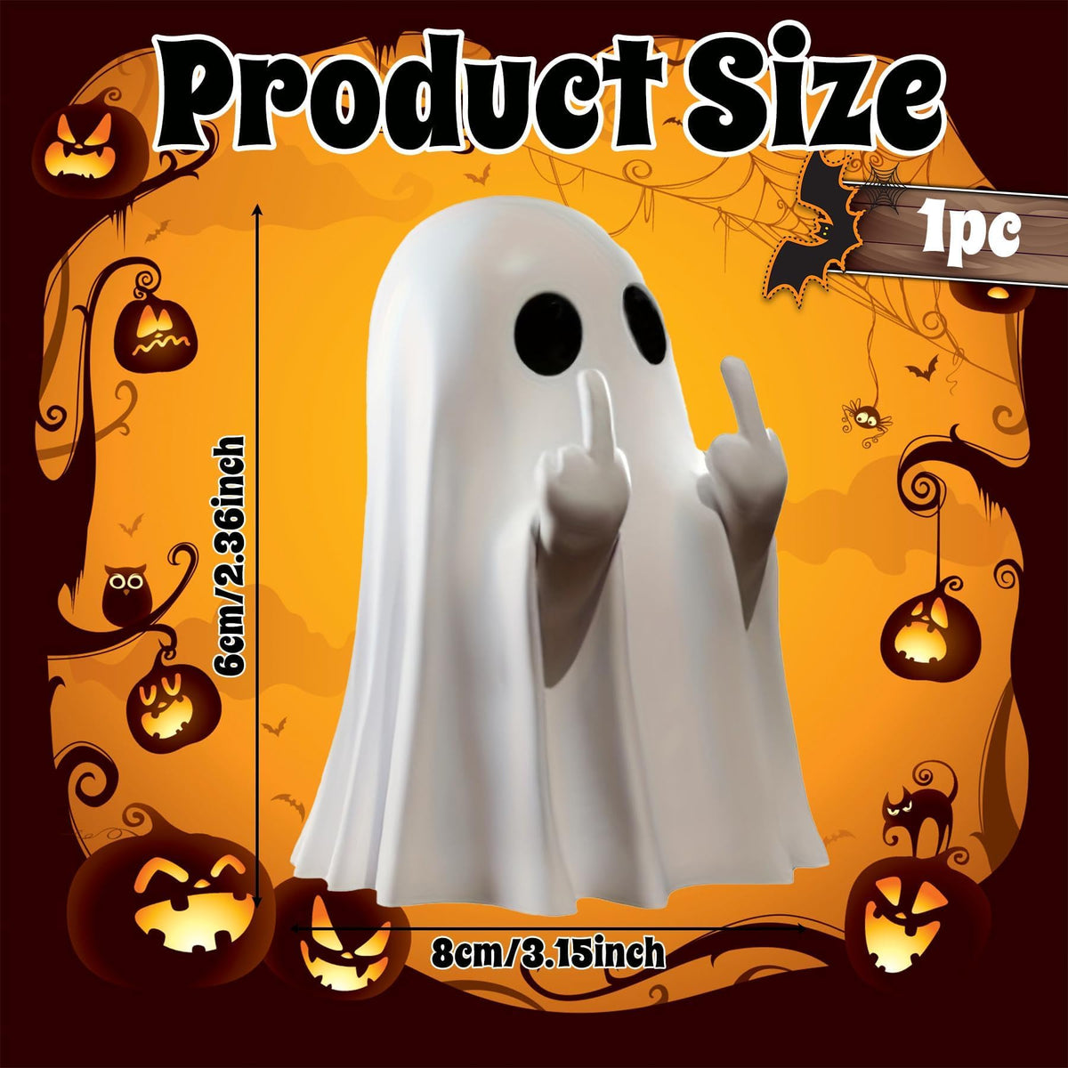 MIXFOSAHN Halloween Ghost Finger Statue HIO-Hop Ghost Statue Halloween Decorations Indoor Farmhouse Tiered Tray Decor Spooky Home Decorations Coffee Table Centerpieces Shelf Mantel Display 2 Pcs