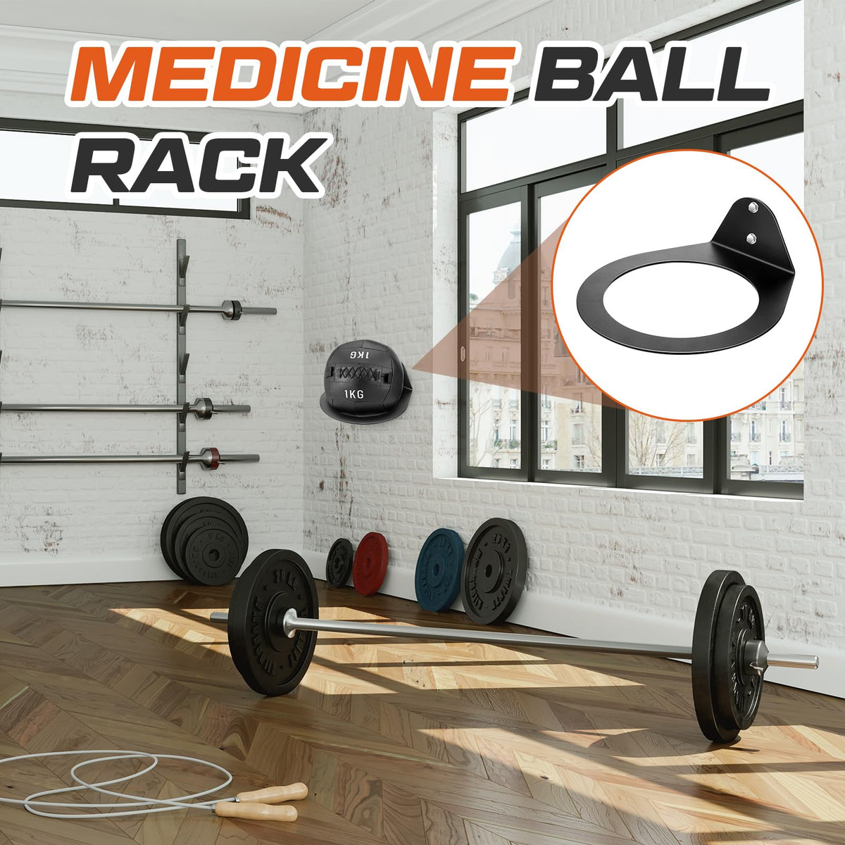 Gisafai Wall Mounted Medicine Ball Holder, Heavy Duty Slam Ball Storage Rack with Installation Accessories, 8.9 Inch Inner Diameter, 88 Lbs Load Capacity for Home Garage Gym Commercial Sports(2 Pcs)
