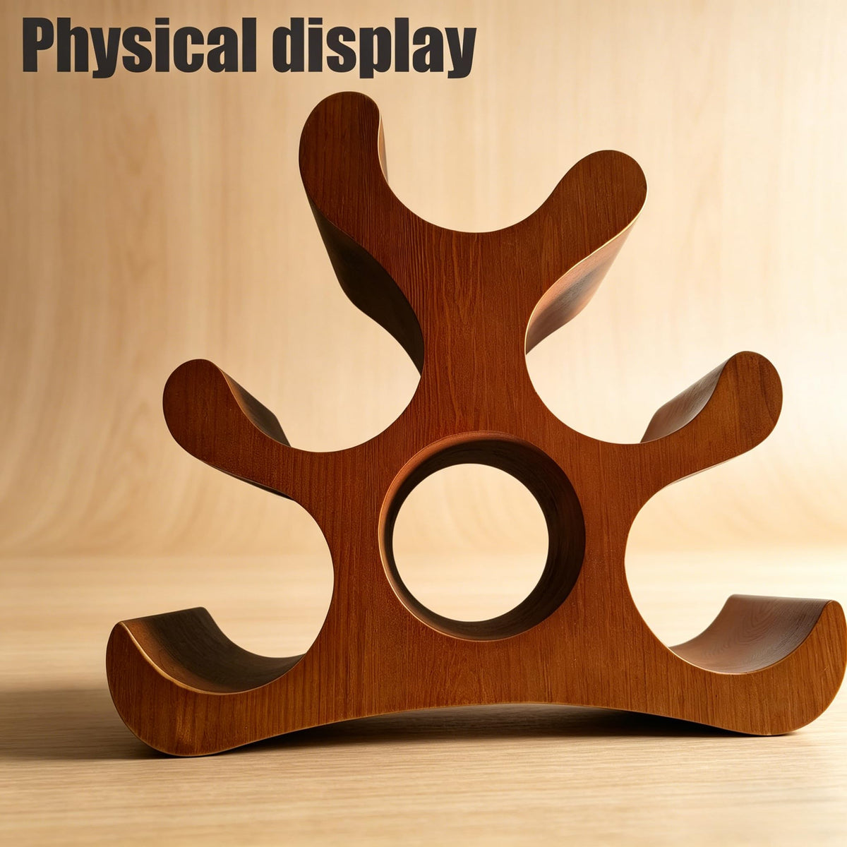 Zholp Solid Wood Countertop Wine Rack for 6 Bottles, Space-Saving Freestanding Design, Wooden Storage Holder Stand for Kitchen, Dining Room, Bar