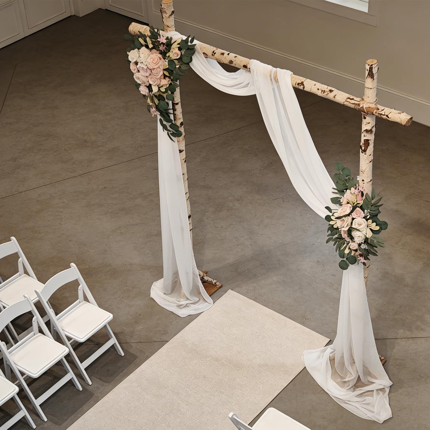 Garvee Arch Flowers with Drapes Kit (Pack of 3) - Includes 2Pcs Artificial Flower Arch Decor & 1Pcs Drapes, for Wedding Ceremony Bouquets Reception Backdrop Decoration, White