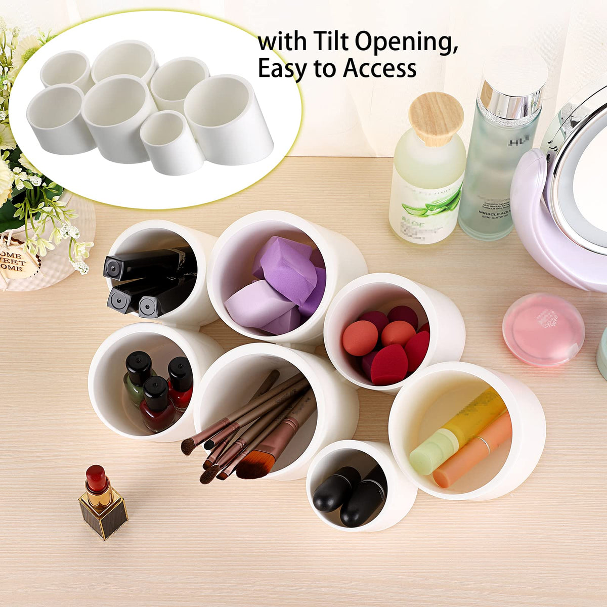 BTSKY Tilting Cylinder Creative Pen Holder, Pen Container, Brush Pot, Combination Desktop Storage Organizer Desk Decoration,Creative Cylinder Hanging Planter Holder Multifunctional Wall-Mounted