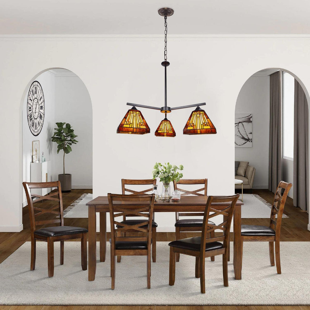 Chloe Lighting Innes Tiffany-Style Mini Chandelier, 3 Lights, Multicolor, 27in Wide, Blackish Bronze, Model CH33359MR27-EE3