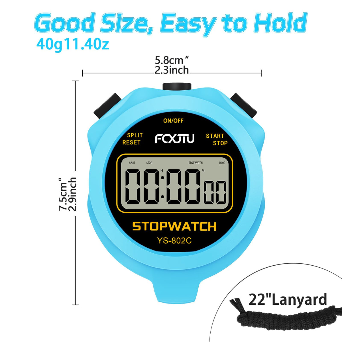FCXJTU Digital Simple Stopwatch Timer, No Bells, No Alarm, Simple Basic Operation, Silent, Clear Display, ON/Off, Large Display for Running Training Sports Kids Coaches Referees Teachers