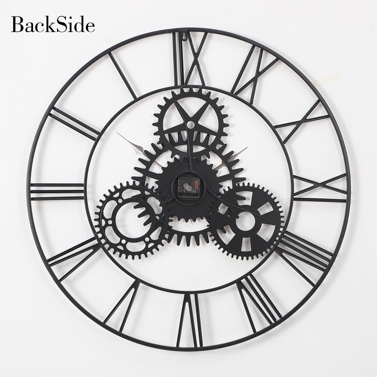 AMAATE Steampunk Wall Clock 32 Inch, Industrial Metal Gears with Roman Numerals, Retro Distressed Finish Mechanical Art for Bar, Living Room, Cafe Decor