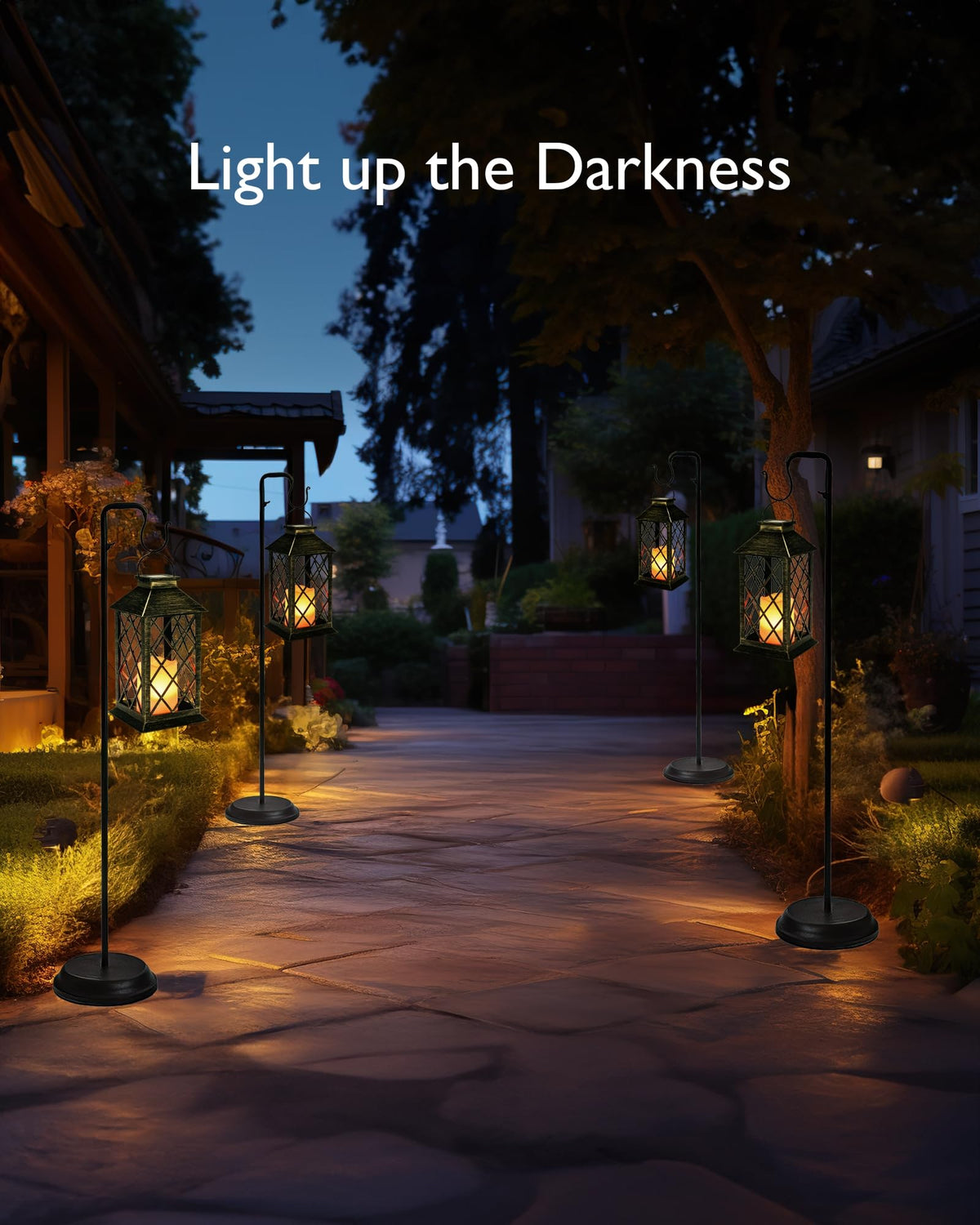 Homemory Solar Lanterns Outdoor Waterproof Hanging with Flickering Flameless Candles, 2 Pack Garden Outdoor Lantern Decorative for Patio Front Porch Backyard Balcony Cabin Outside (Bronze)