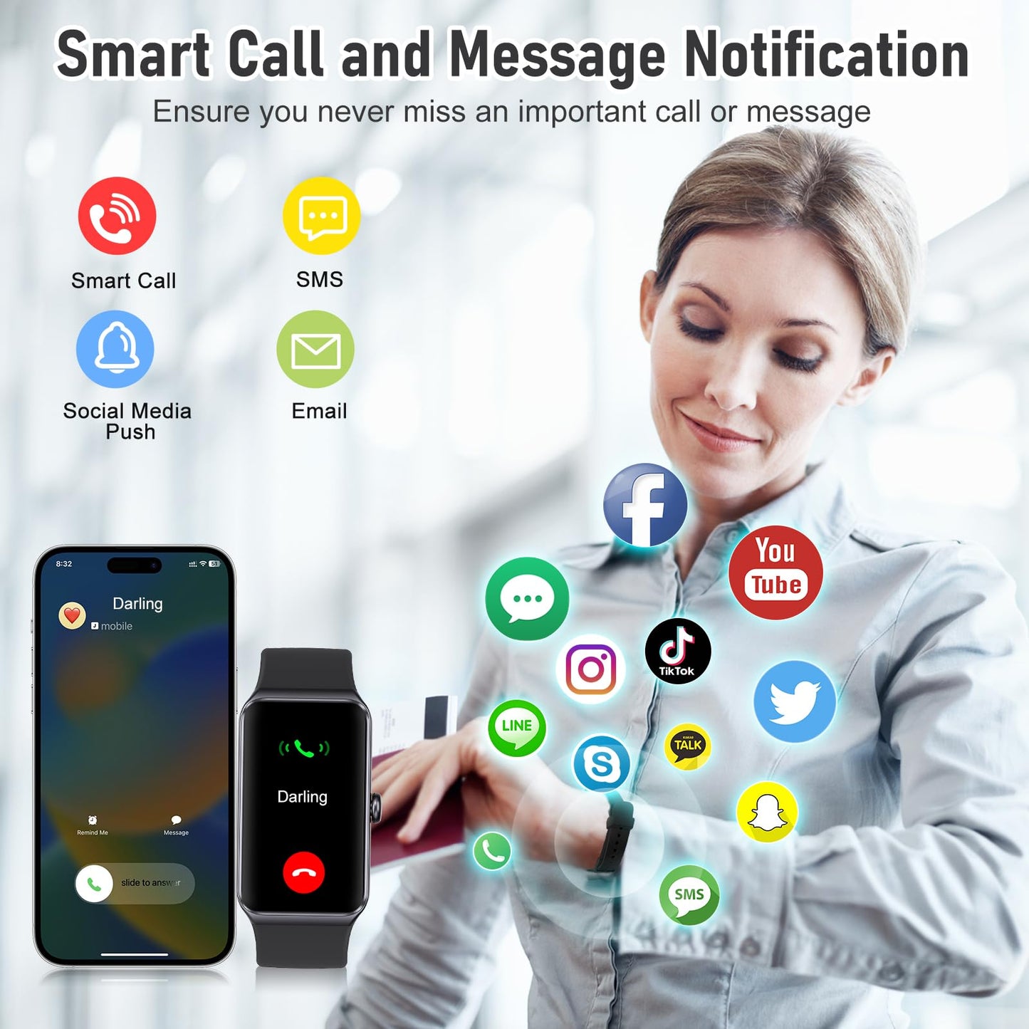 Fitness Tracker with 24/7 Heart Rate,Blood Pressure Sleep Tracking,104 Sports Modes Calories Smart Watch,IP68 Waterproof Step Counter Activity Trackers Pedometer for Android&iPhone Women Men (Bla