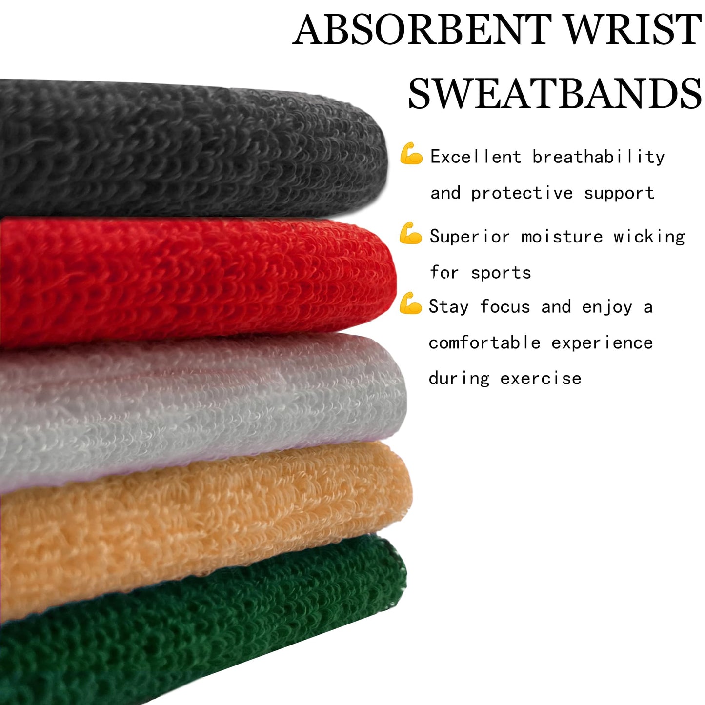 6 Pieces Multi-Sizes Sweatbands Sports Wristband for Men Women Moisture Wicking Tennis Wrist Bands Athletic Cotton Terry Cloth Sweatband for Pickleball,Basketball,Running,Gym,Working Out -Light Camel