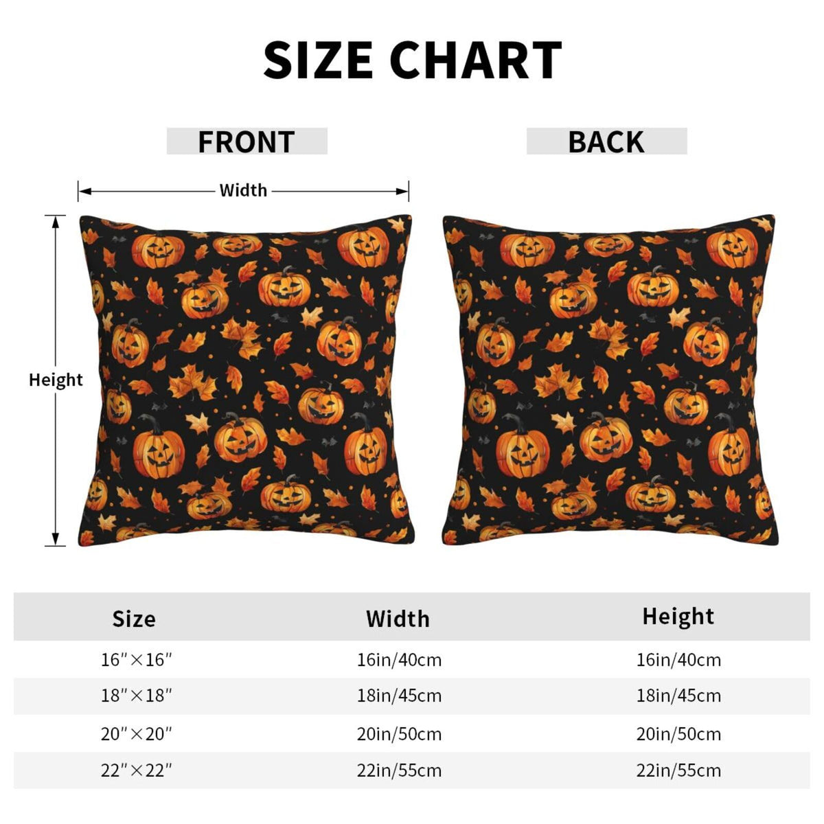 Famame Decorative Pillow Covers Set of 2 Halloween Scary Pumpkins Leaves Throw Pillows Cover 18x18 inch Square Pillowcase Couch Cushion Cases for Sofa Living Room Bedroom Home Decor