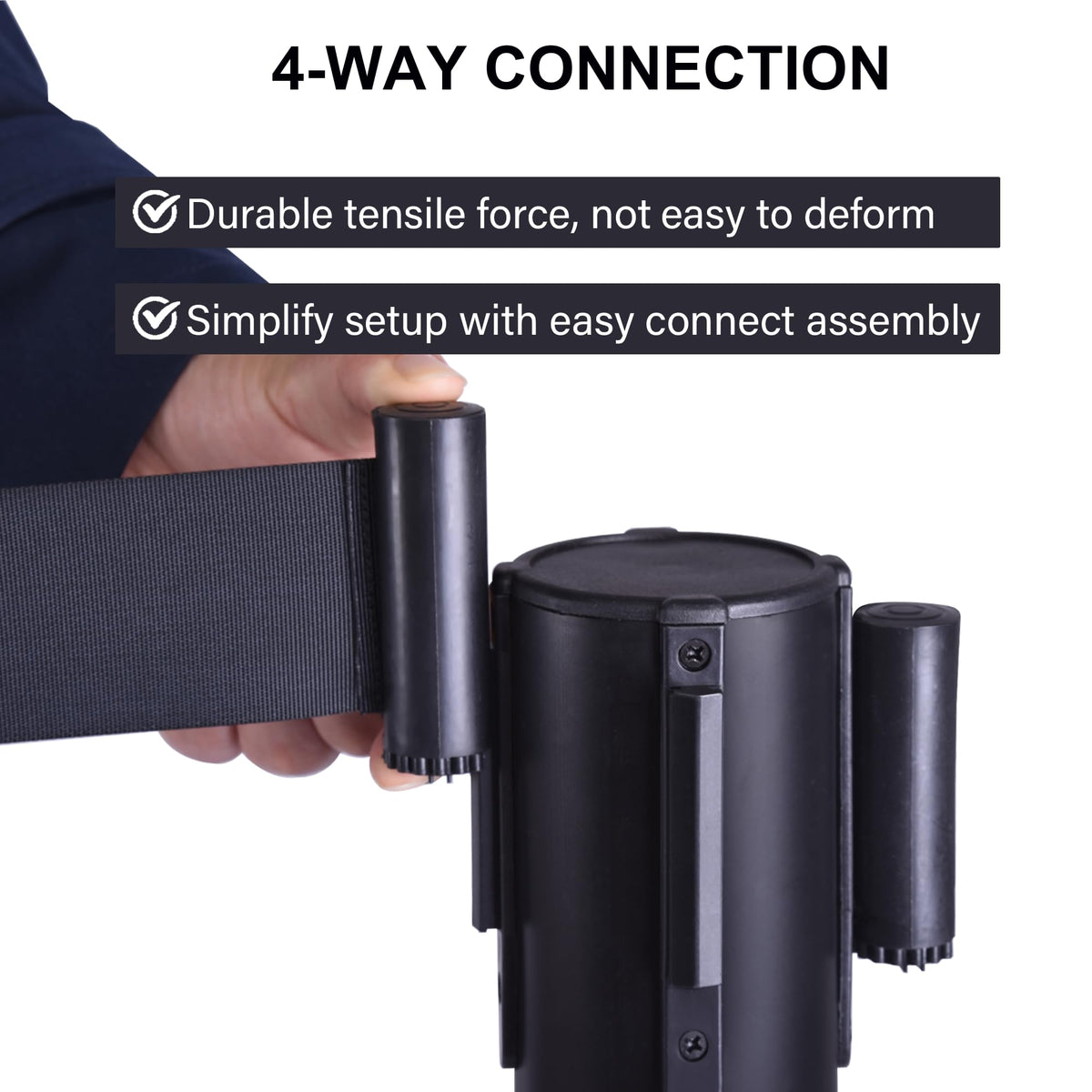 OangeStar 6 Packs Crowd Control Stanchion, Crowd Control Barrier Set w/10ft Black Retractable Belt Rubber Base