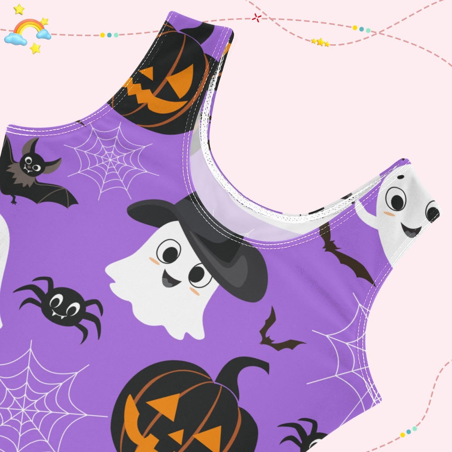 Aflyko Halloween Girls Gymnastics Leotard Jack O Lantern Spooky Ghost Infant Unitard With Shorts Tumbling Sportwear Gym Biketards Ballerina Dance Outfit 3-4T