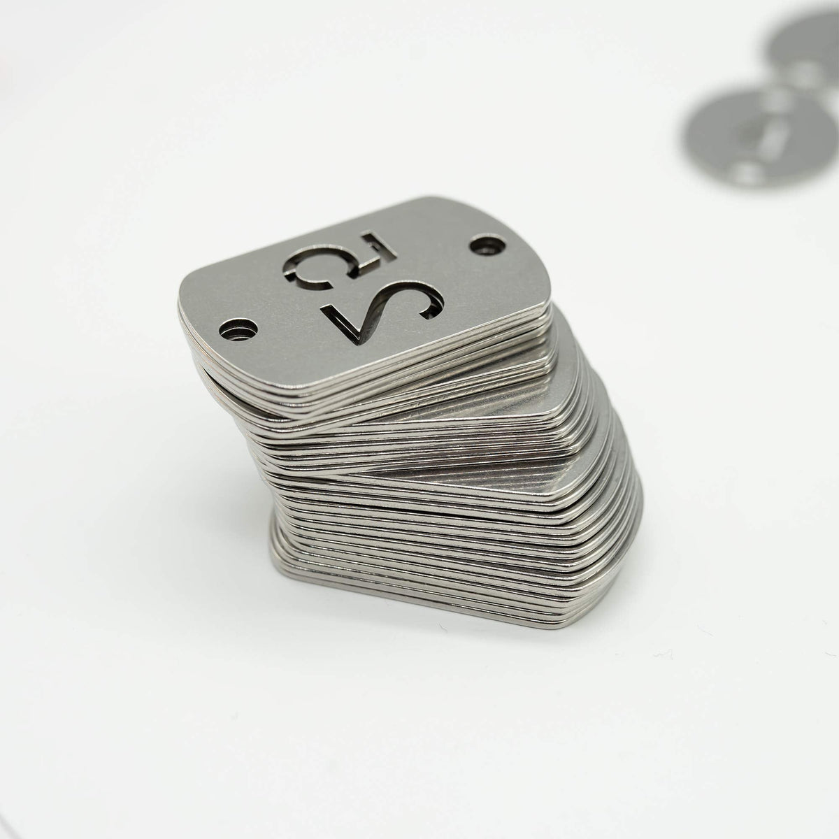 StayMax Rectangular Hollowed Stainless Steel Number Tags Key Tags with Two Holes (1-25)