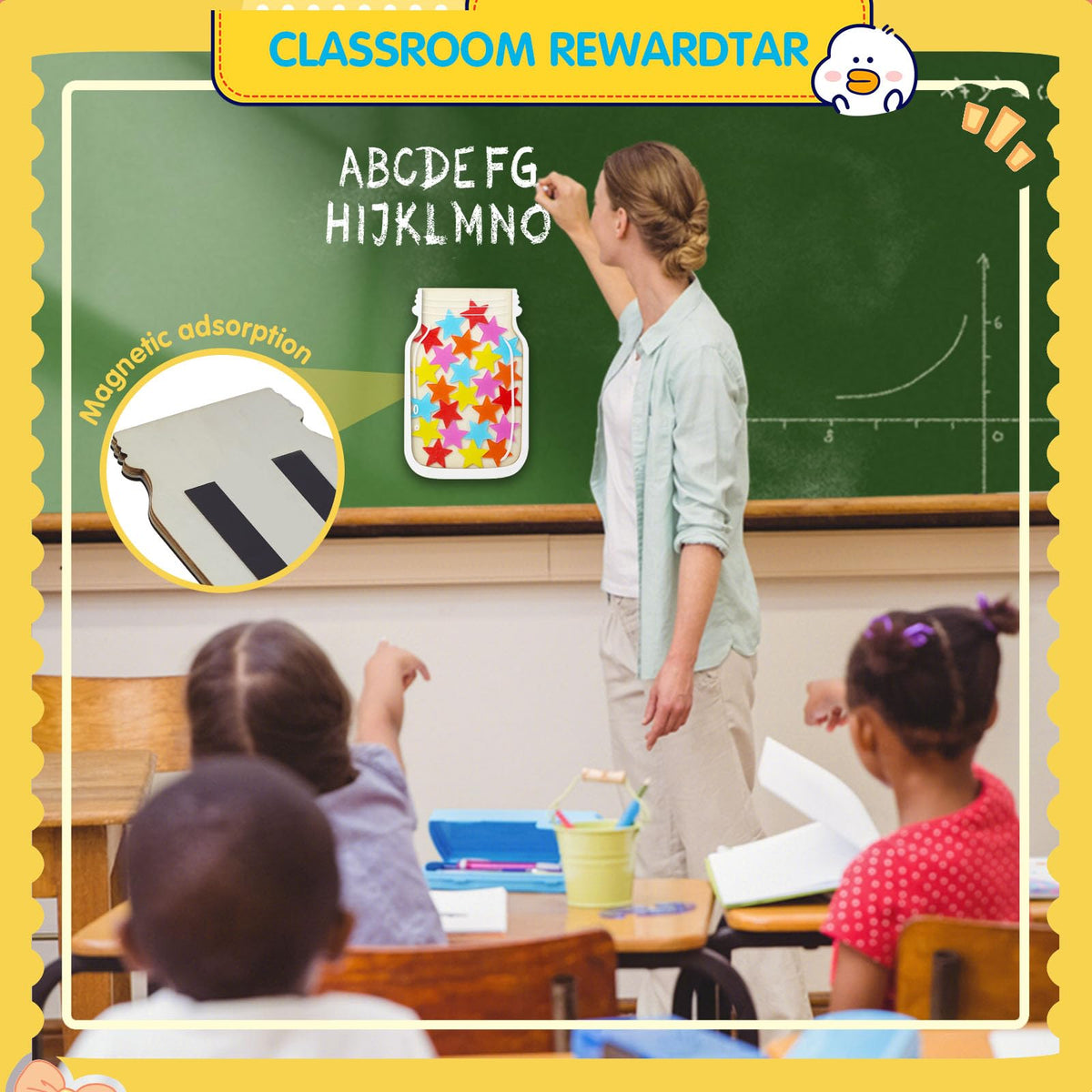 haotuntrek Magnetic Reward Jar with Star Jar for Kids - Classroom Reward Chart, Behavior Incentives System & Class Reward Tool for Home and Schoo (Star)