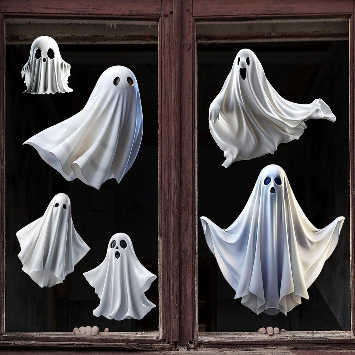 1 Set Halloween Ghost Window Clings Cute White Ghost Stickers for Glass, Halloween Window Decorations for Home, School, Office, Party Supplies