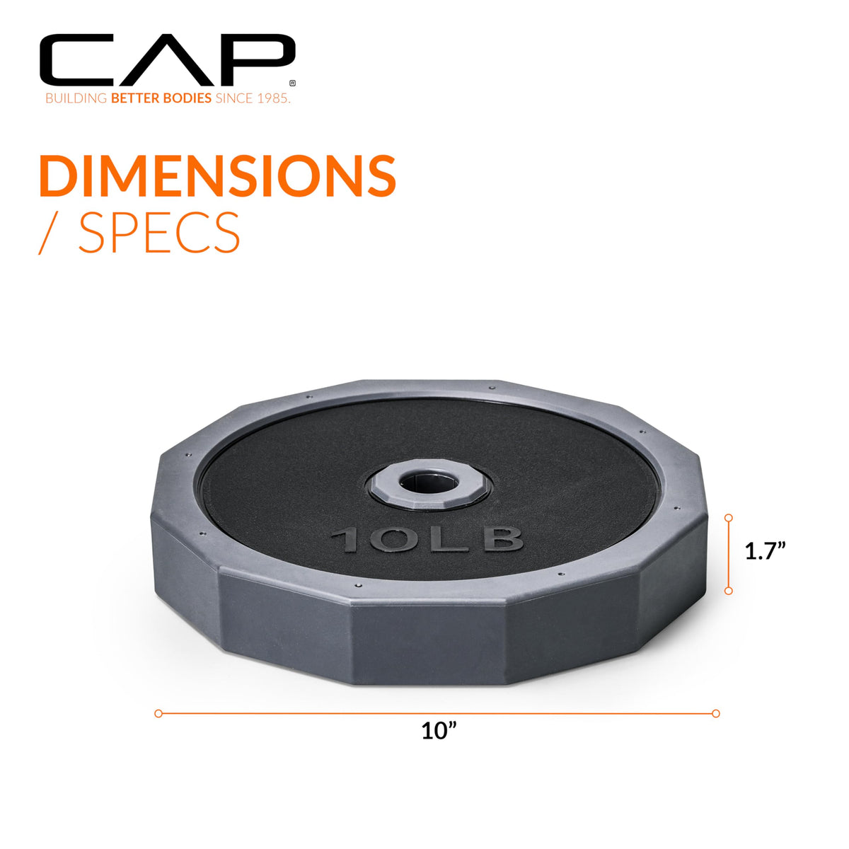 CAP Barbell 40 LB Add-On Plate Pack | Four 10 LB Standard Plates, TPR-Coated Iron Sand Filled Weight Plates | Fits 1-Inch Bars & Adjustable Dumbbell/Barbell Sets
