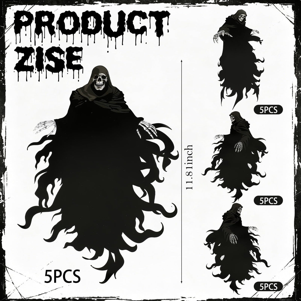 Preboun 20 Pcs Grim Reaper Hanging Decorations Magical Wizard Party Decorations Wizard Theme Birthday Paper Ceiling Streamers Spooky Ornaments for Kids School Classroom Birthday Halloween