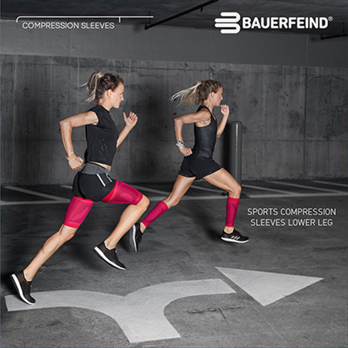Bauerfeind Sports Compression Lower Leg Calf Sleeves (1 Pair) (Black, Medium/Long)