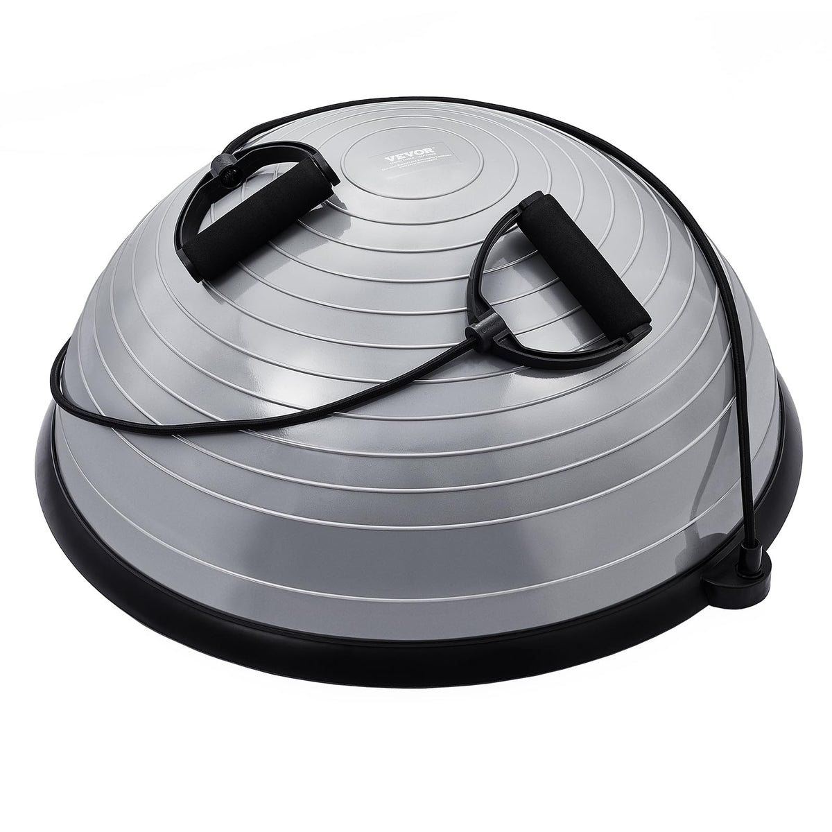 VEVOR 23-inch Half Exercise Ball Trainer, 660 lbs Capacity Balance Ball, Includes Resistance Bands and Pump, Ideal for Full Body Workouts, Yoga, and Strength Training at Home Gym, Gray