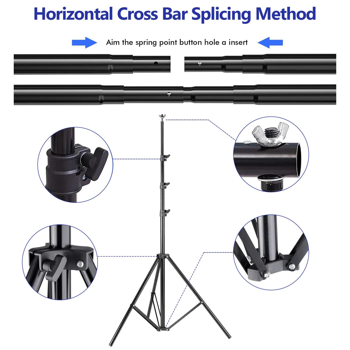 SLOW DOLPHIN Photo Studio Background Stand Support Kit Backdrop Stand, 40ft (Wide) x 8.5ft (Tall) Square Large Adjustable Backdrop Stand with Rotatable Connector, Carry Bag, Sand Bags Clamps.