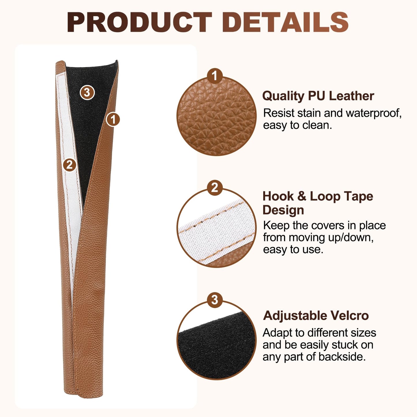 uxcell 4Pcs Refrigerator Door Handle Covers, PU Leather Kitchen Appliance Handle Protector, Anti-Static Fridge Handle Cover Keep Your Microwave Oven Dishwasher Clean, Brown