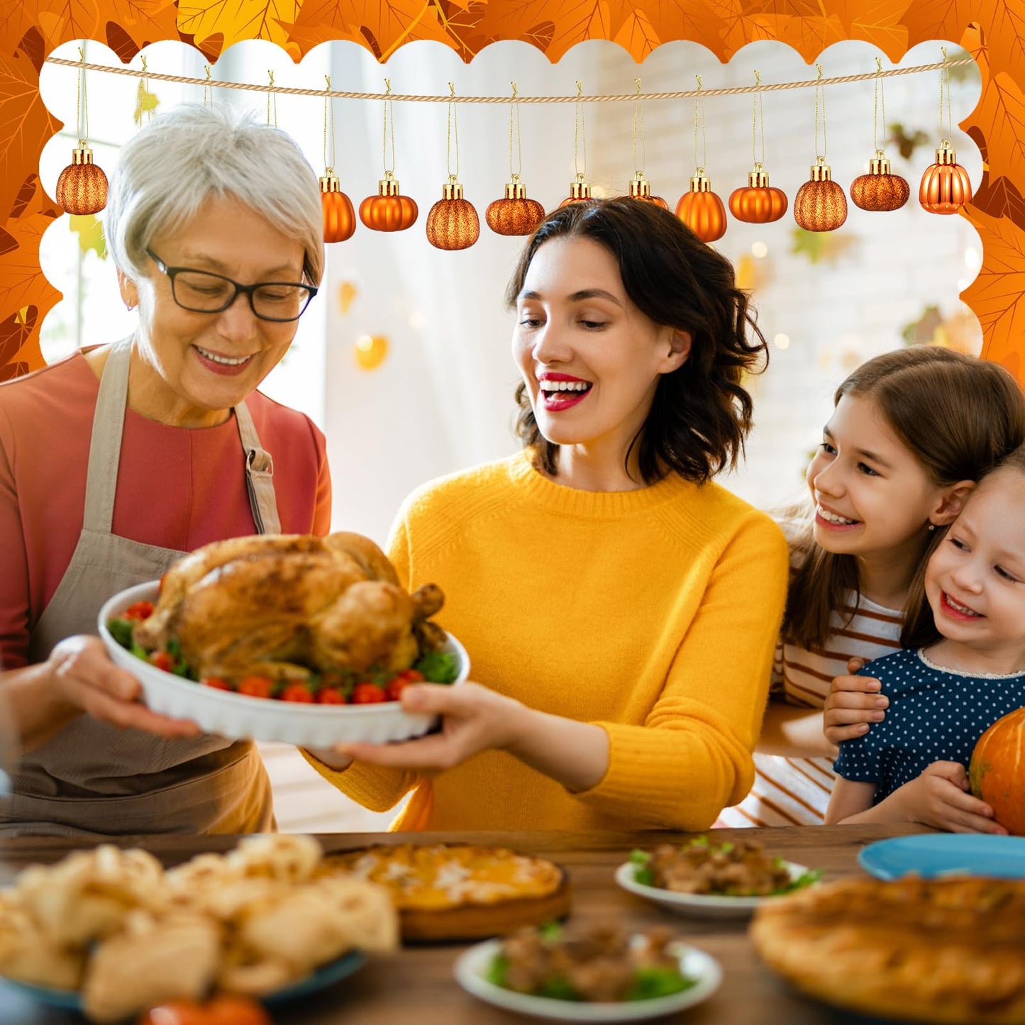 60 Pcs Fall Pumpkin Hanging Ornaments Fall Mini Pumpkin Ball Ornaments Thanksgiving Tree Hanging Decorations for Autumn Thanksgiving Harvest Small Tree Home Decor, 6 Styles