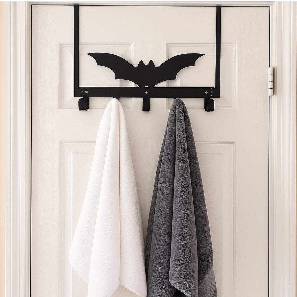AojSup 1 Pc Bat Over The Door Hooks Halloween Gothic Bathroom Decor Hanger Wall Mount Rack Holder for Towel, Hat, Coat, Cloth, Keychain, Bag, Home Organizer