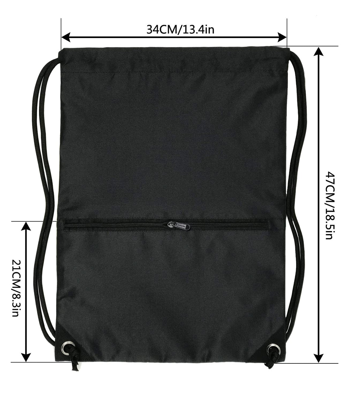 HOLYLUCK Drawstring Backpack Bag Sport Gym Sackpack - black