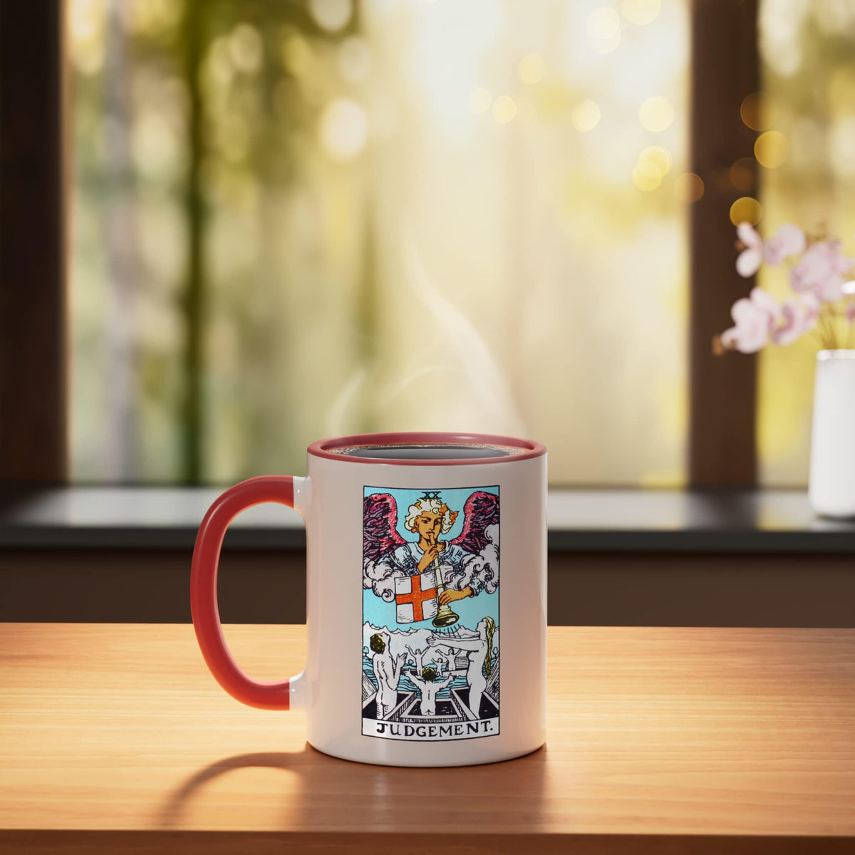 Judgment Vintage Tarot Card from original Rider Waite Deck Ceramic Mug, Red/White