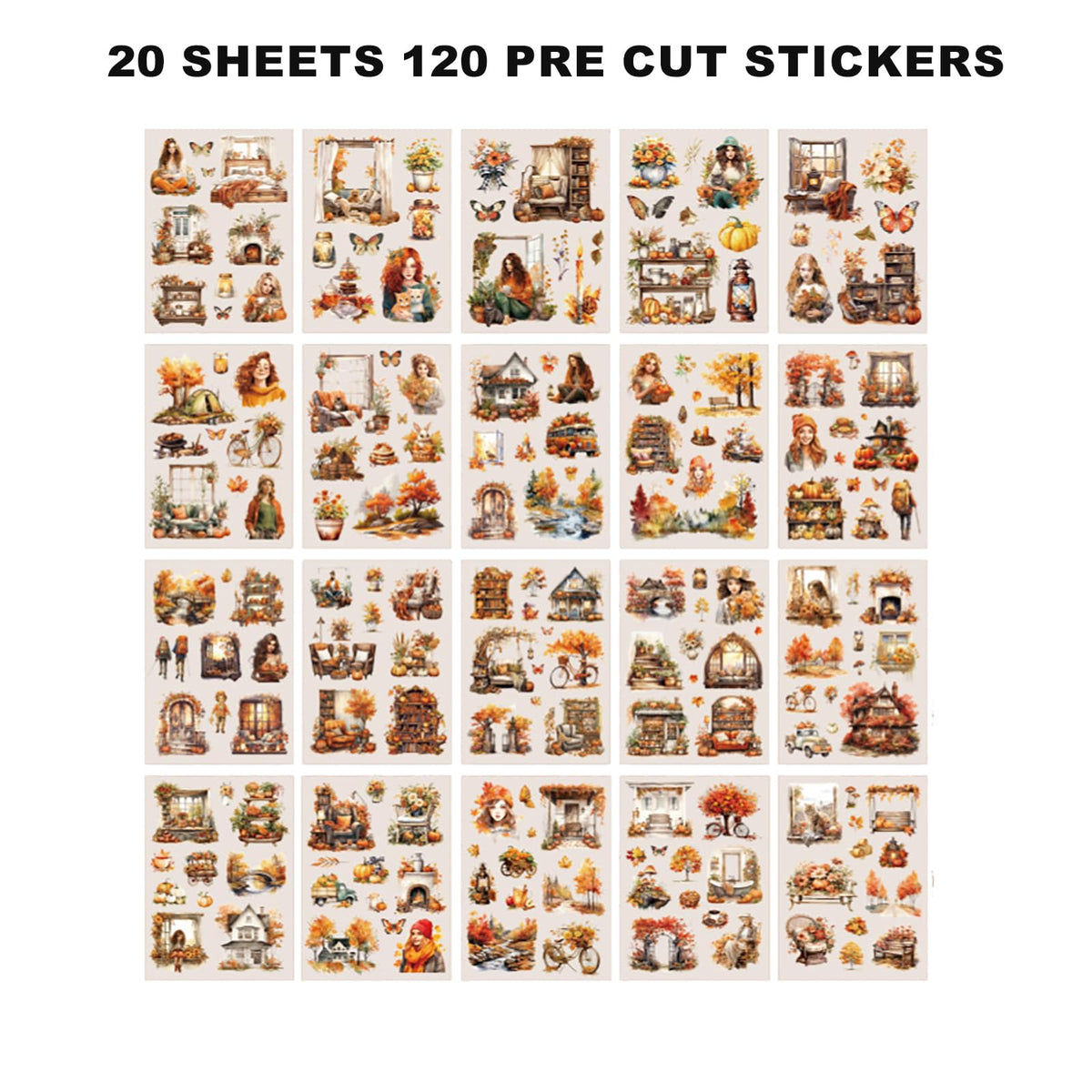 Auguro 4 Books for Seasons Stickers for Scrapbooking 480 Pre-Cut Pet Transparent Stickers for journaling Spring Summer Fall and Winter Sticker