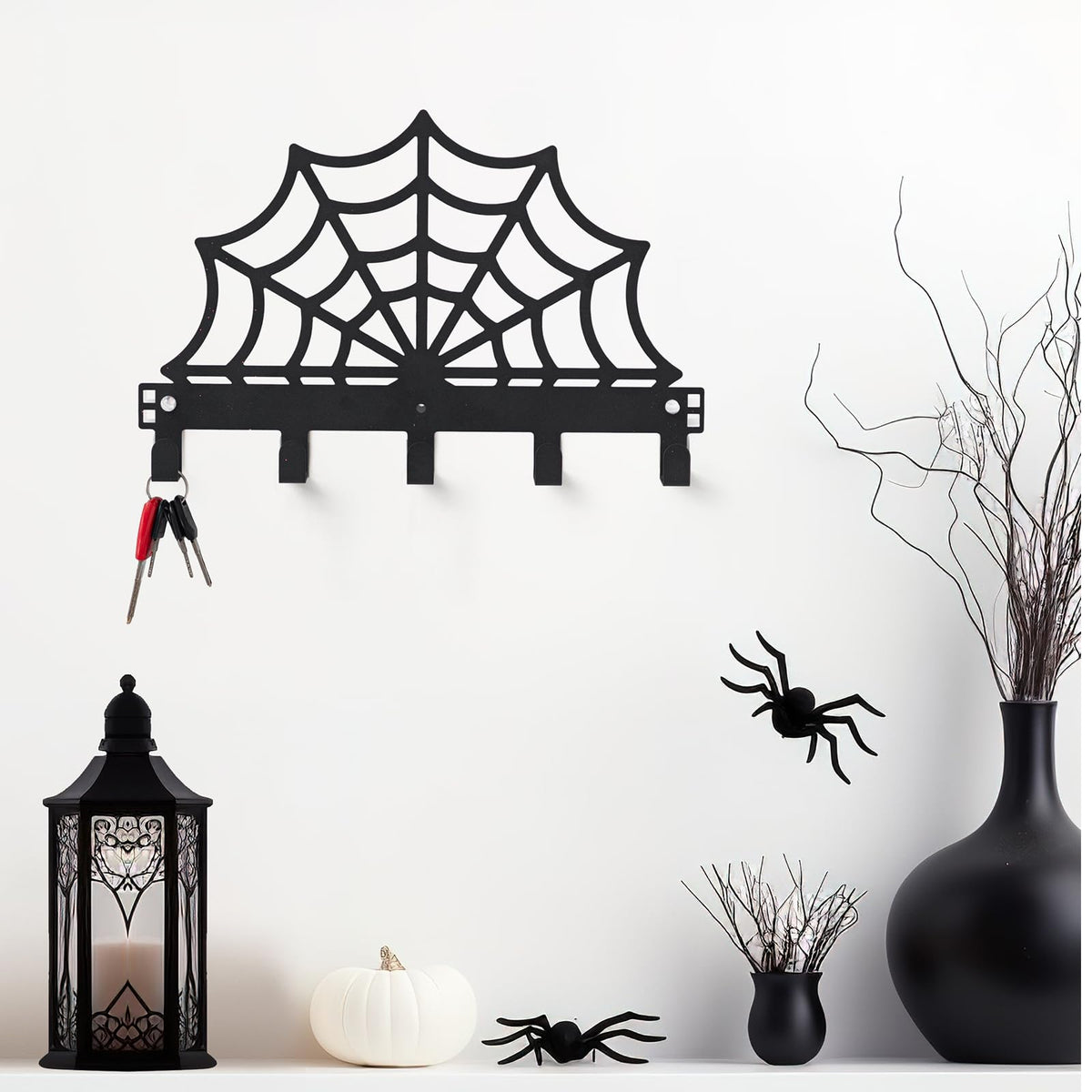 Reallnaive Cobweb Over The Door Hooks Christmas Gothic Bathroom Decor Creepy Hanger Wall Mount Rack Holder for Towel, Hat, Coat, Cloth, Keychain, Bag, Home Organizer