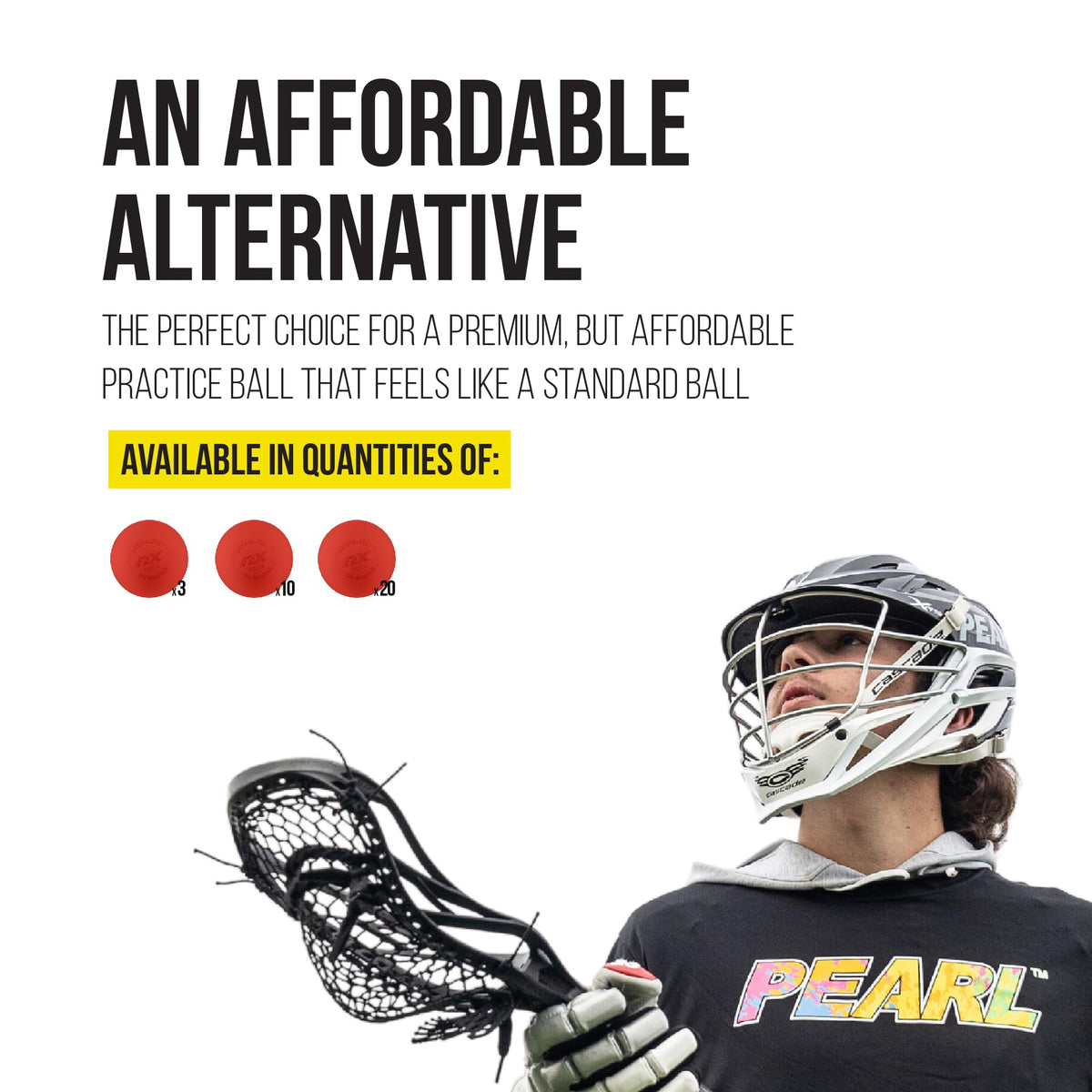 PEARL NX Greaseless Lacrosse Balls by Guardian Innovations (20 Pack) - Long Lasting, No-Bounce Balls Perfect for Indoor Play and Practice - Red