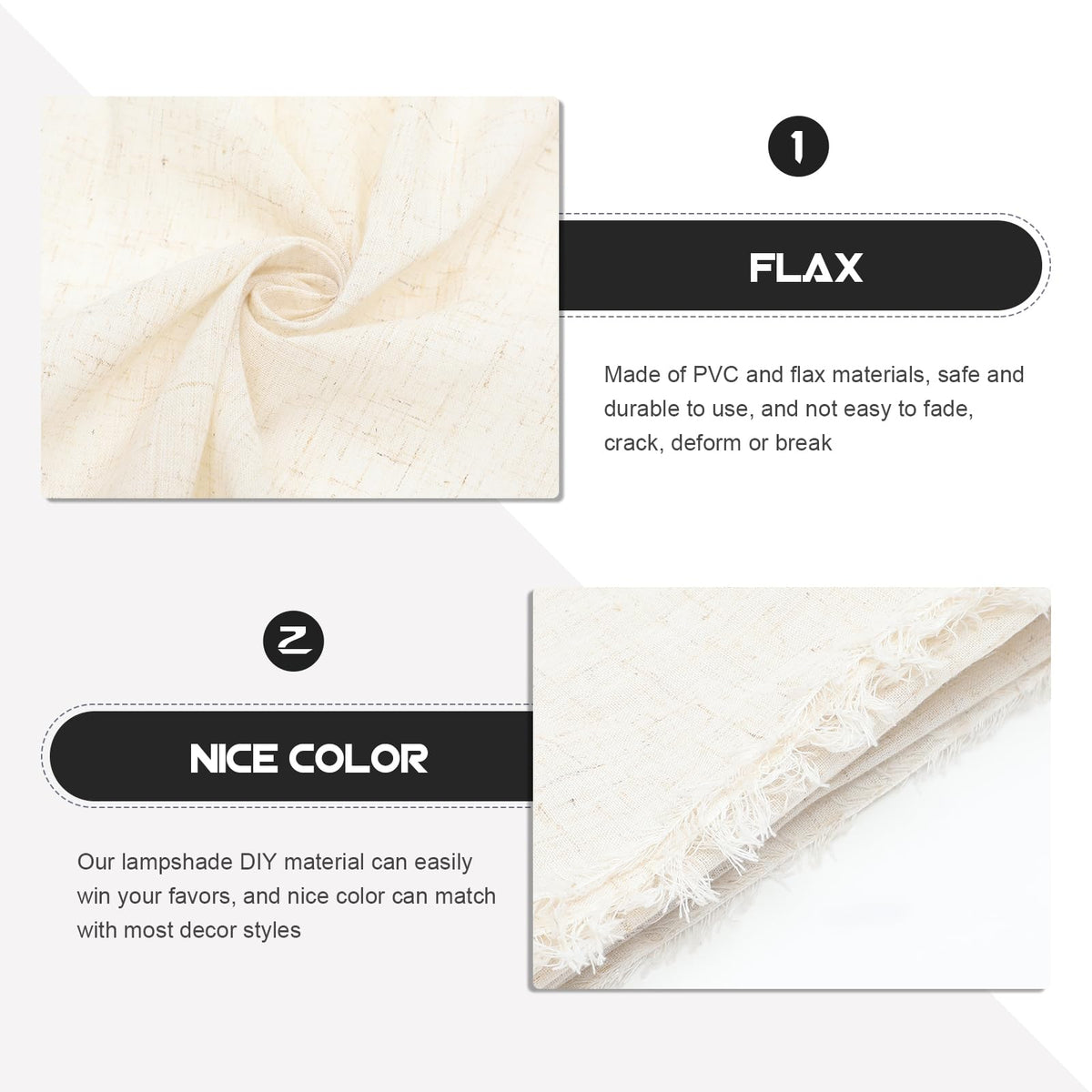 Luxshiny Lampshade Fabric Material Diy Lamp Cover Sheet Pre-Cut Flax Cloth Light Cover Material for Table Lamps and Chandeliers Home Decor