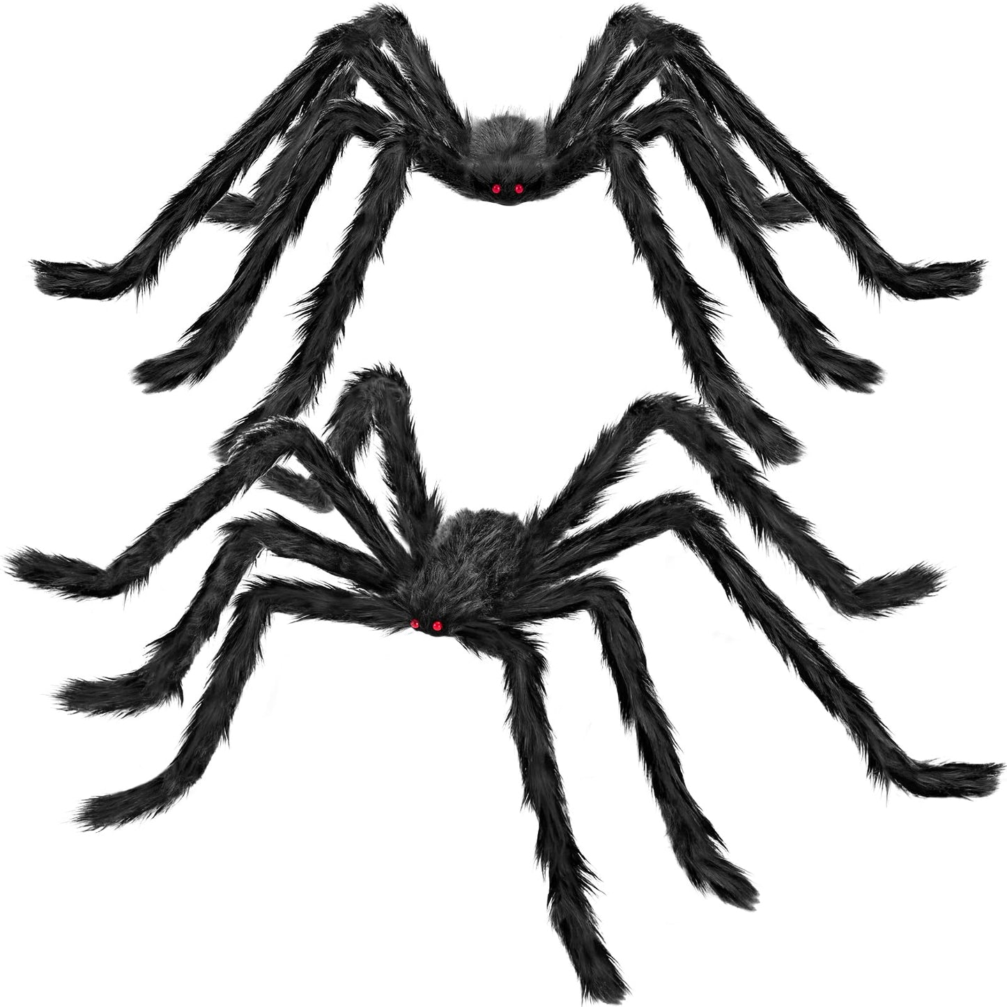 QPMR Halloween Decorations Outdoor, 2PCS 79" Scary Giant Spiders, Halloween Party Decorations, Large Haunted House Props,Yard Lawn Decorations Indoor Black