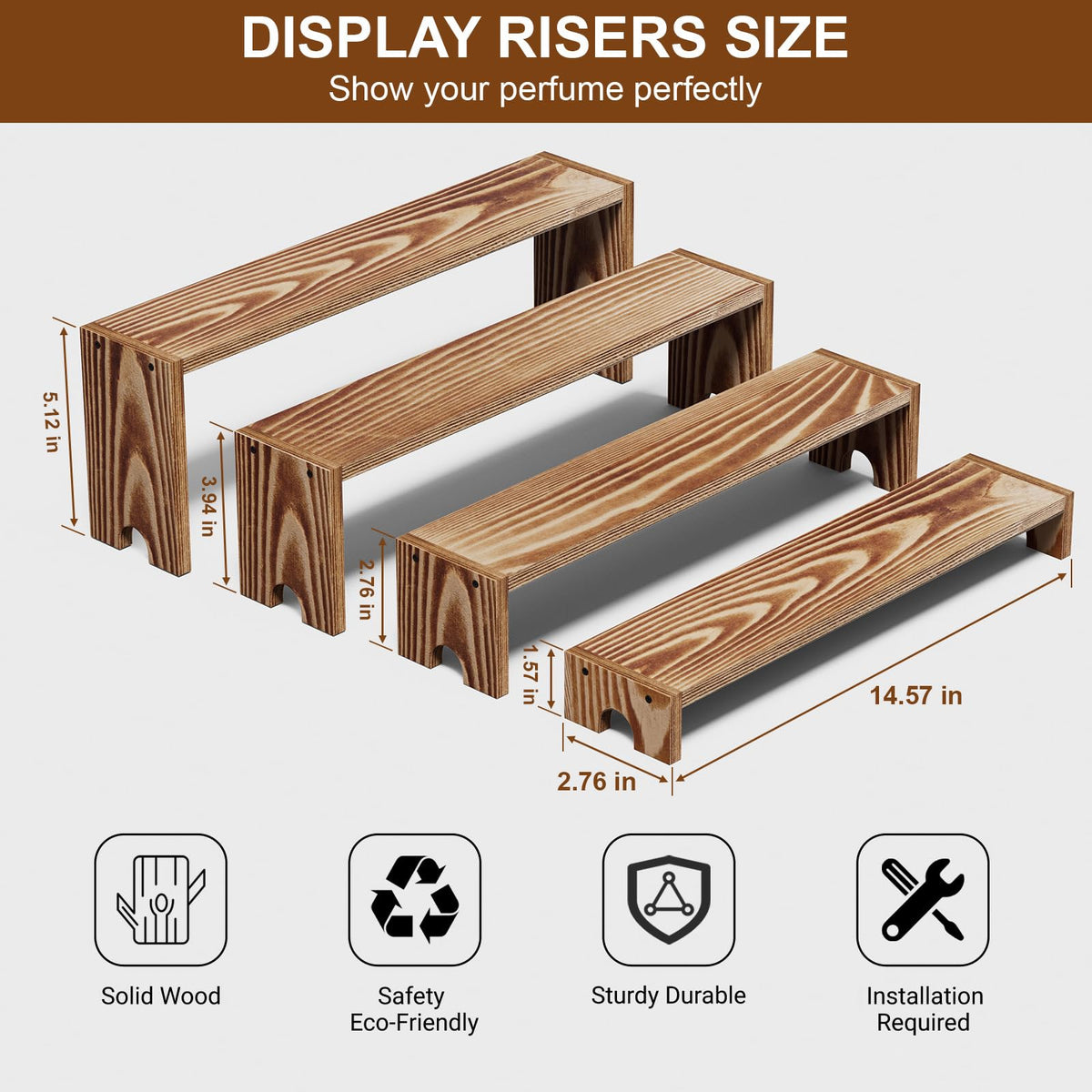 14 Inch Large Wooden Tiered Riser Display Stands, 2 Set Stackable Wooden Cupcake Stand Dessert Table Display Set,Tiered Shelf Organizer,Display Stands Shelf,Vendor Booth Display Items for Vendor Events