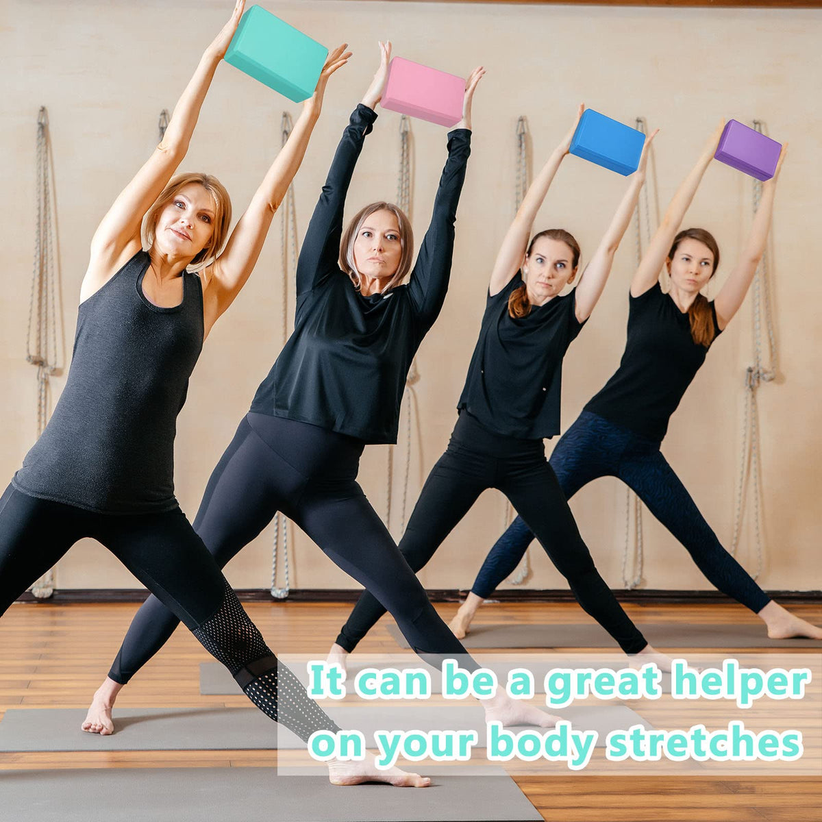 Honoson 20 Pcs Yoga Blocks Bulk 9''x6''x3'' High Density EVA Foam Blocks for Exercise Pilates Meditation, Lightweight Non-slip Surface, Improve Strength Balance Flexibility(Multicolor)