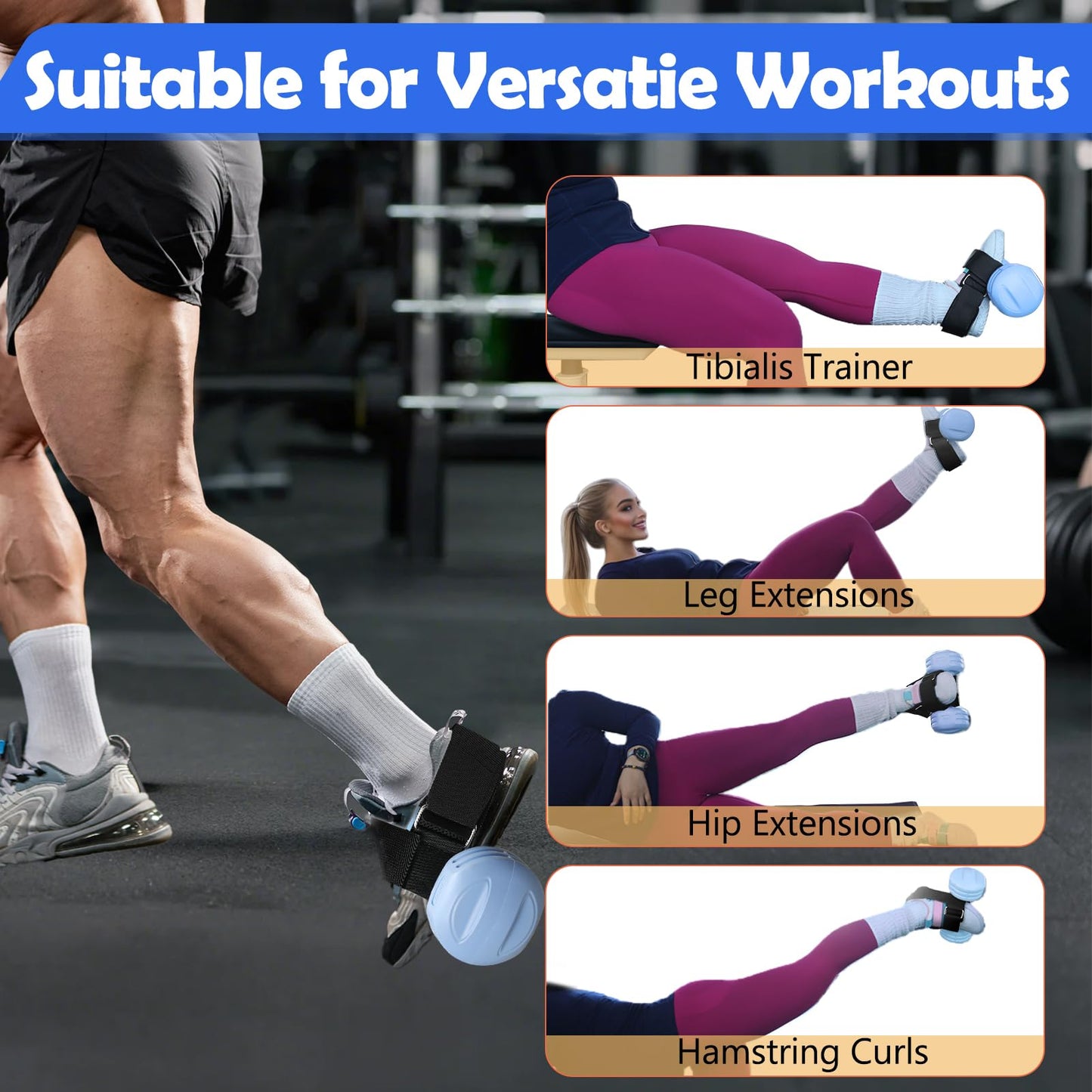1Pcs Dumbbell Foot Attachment, Adjustable Thickening Monkey Feet Dumbbell Attachment Straps Tibialis Trainer and Heel, Padded Ankle Weight Strap for Leg Workouts Extensions – Hip Flexors, Shin Splints