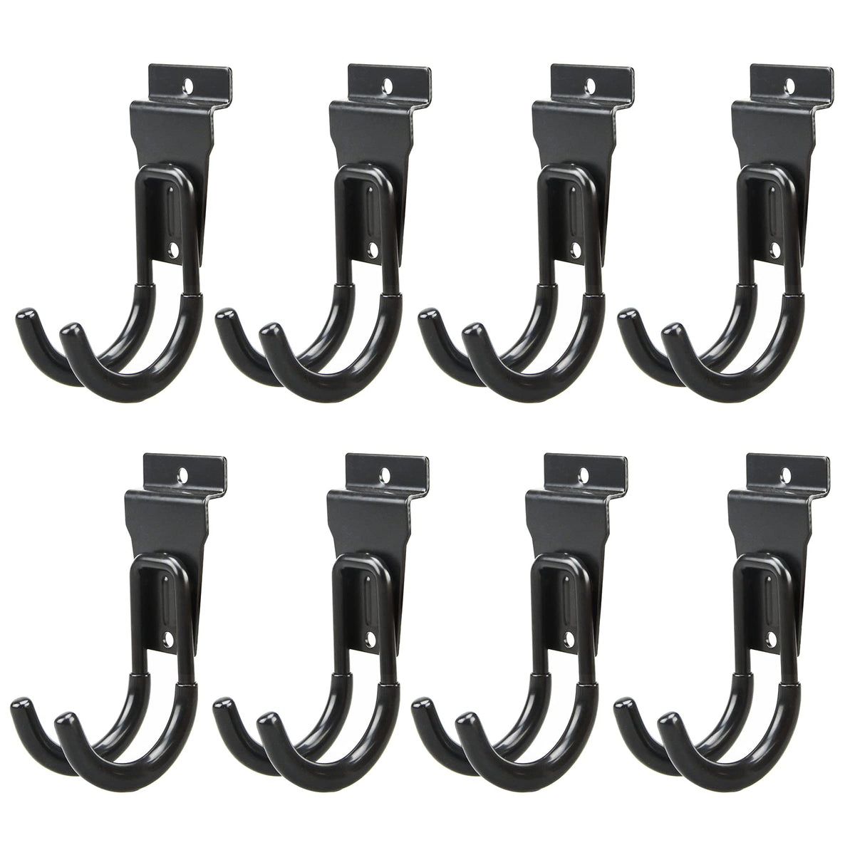 ATOOLA Slatwall Hooks, Heavy-Duty Slatwall Accessories, Black Slat Wall J Hooks, 8 Pack