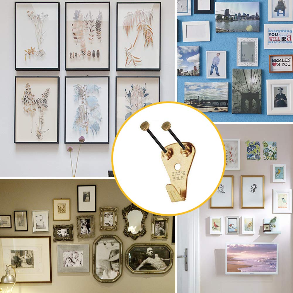 125 Pcs Heavy Duty Picture Hanging Kit With Nails for Wooden/Drywall - Professional Hangers for Canvas, Office Pictures, Clock, House Decoration - Holds 10-100 lbs