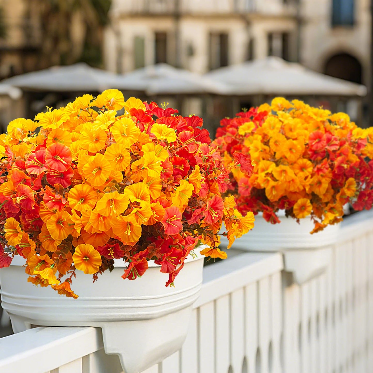 Grunyia 16 PCS Outdoor Fall Artificial Flower - Autumn Thanksgiving Halloween Porch Decor, Faux UV-Resistant Plants for Front Door, Wall, Fence, Fireplace Mantel Decorations