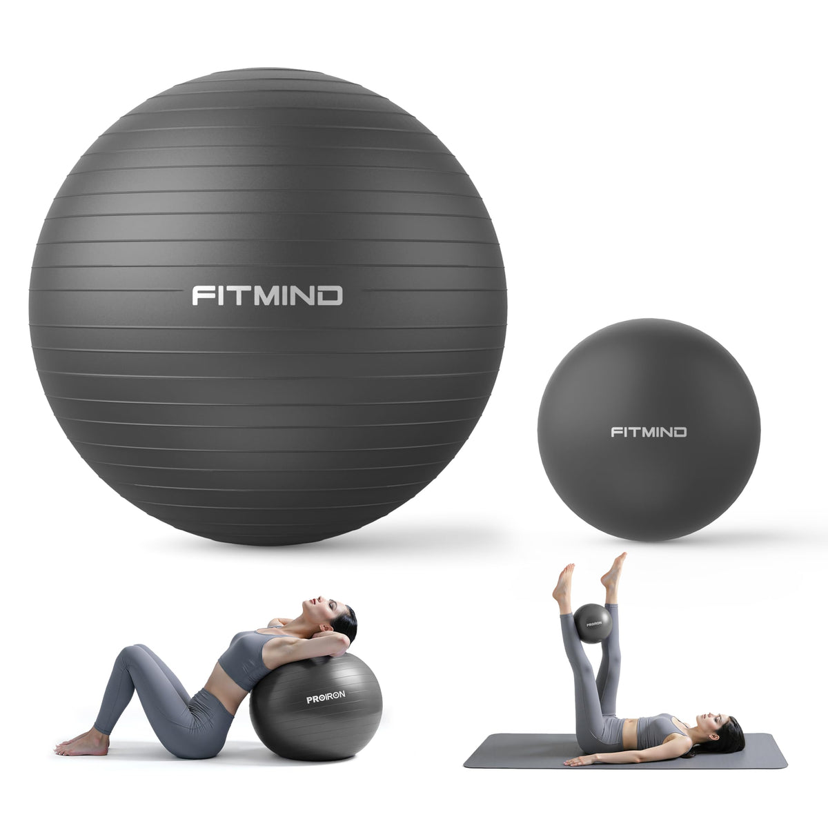 FITMIND Yoga Ball set-55cm&25cm(Black)