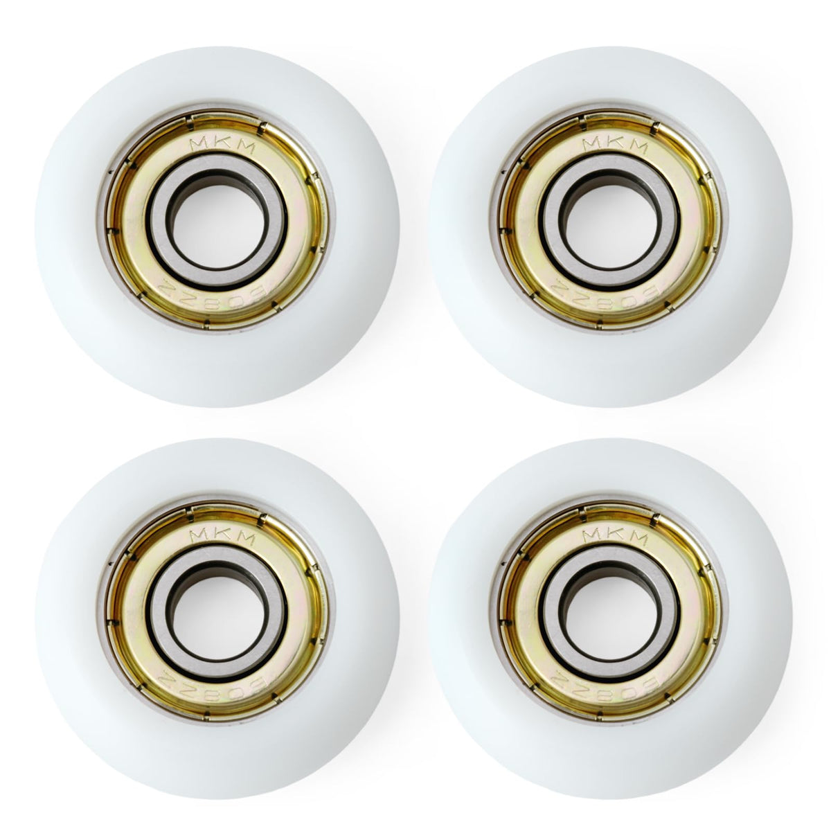 GLOXTED 4Pcs Replacement Roller Wheels Compatible with Aero for Pilates Reformer Machine, Smooth and Quiet Glide, 8mm Shaft Diameter Roller Wheel, White