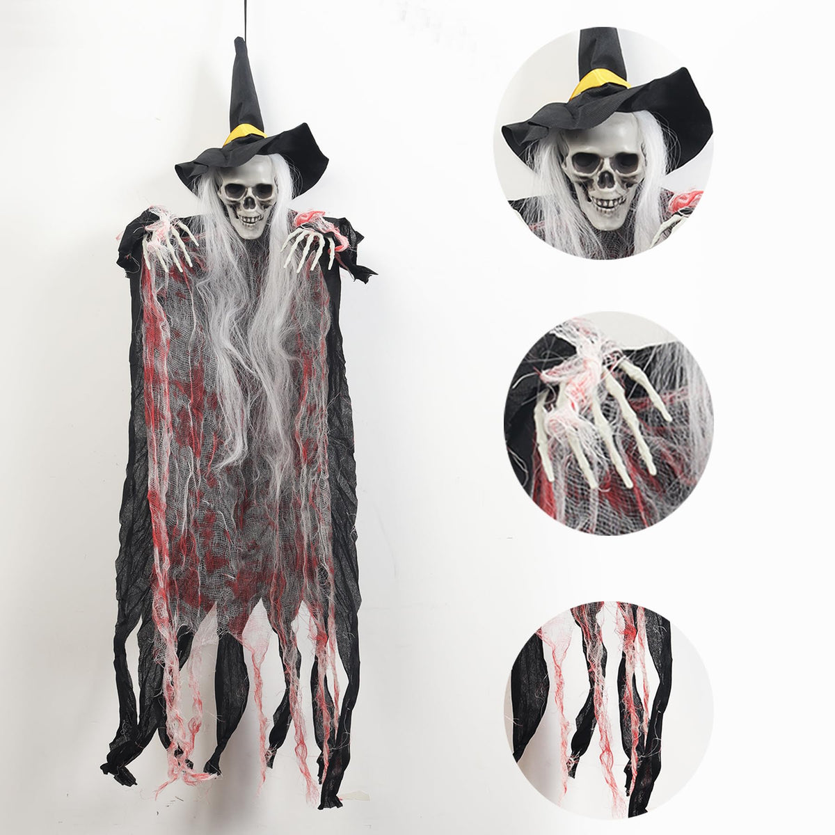 3 PCS Halloween Hanging Skeleton Decorations,35" Scary Halloween Skull Skeletons Outdoor for Yard,Haunted House,Home or Ceiling Ghost Hanging Decor