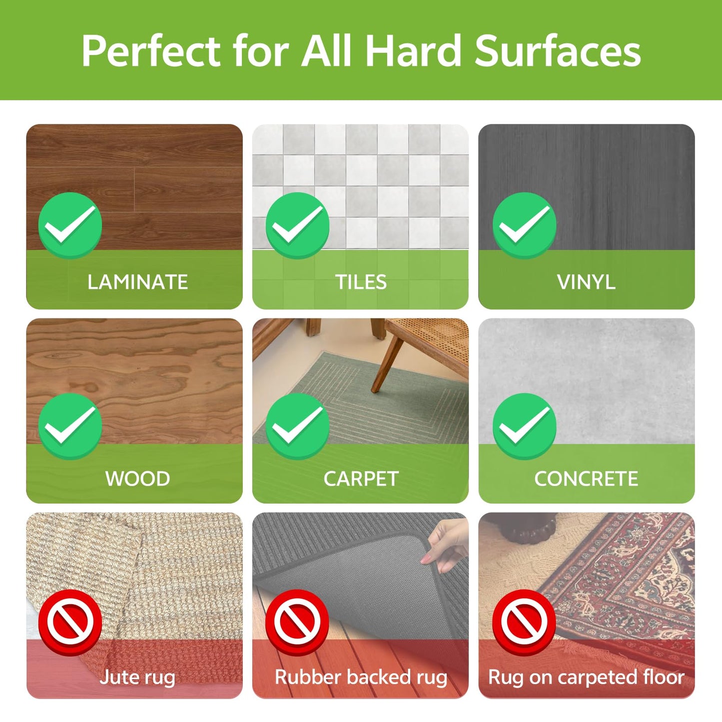 Rabenda Double Sided Carpet Tape - 2 Inch x 20 Yards Removable Rug Tape for Hardwood Floors, Tile & Laminate - No Residue Strong Hold Anti Slip Gripper for Area Rugs, Mats & Carpets