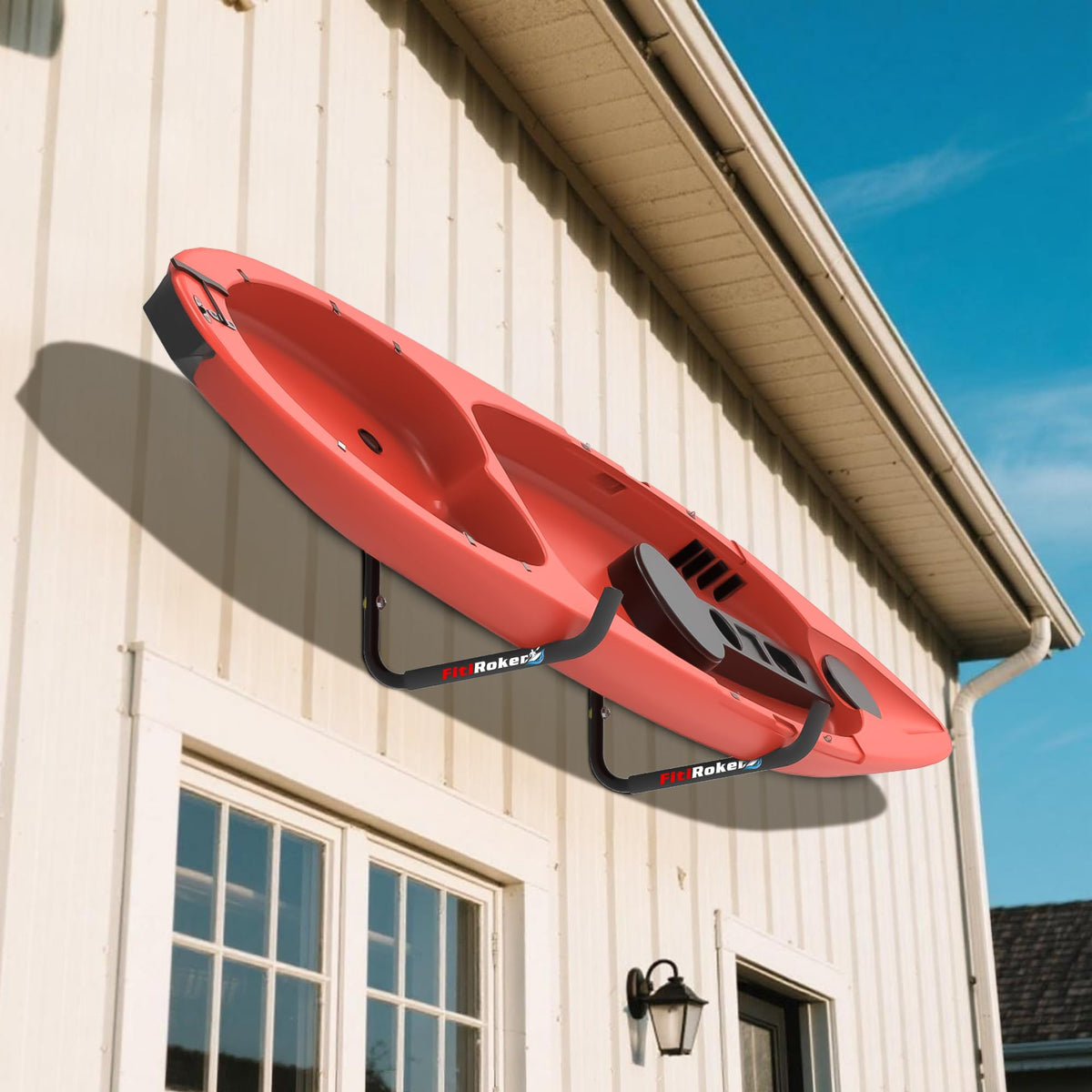 FitiRoker Kayak Storage Rack – 100LB Wall Mounted Kayak Hook with EVA Padding | Kayak Wall Mount & Kayak Rack for Garage | Garage Storage Hooks for Canoes, Paddle Boards, Ladders, Bikes (Round Tube)