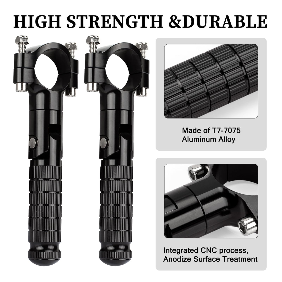 XINGWU 1.25" Foldable Motorcycle Highway Foot Pegs Universal for 32mm Crash Bars CNC Anti-Slip Foot Rest Pedals for Harley Davidson Touring Honda Yamaha Suzuki Motorbike Electric Dirt Pit Bike(Black)